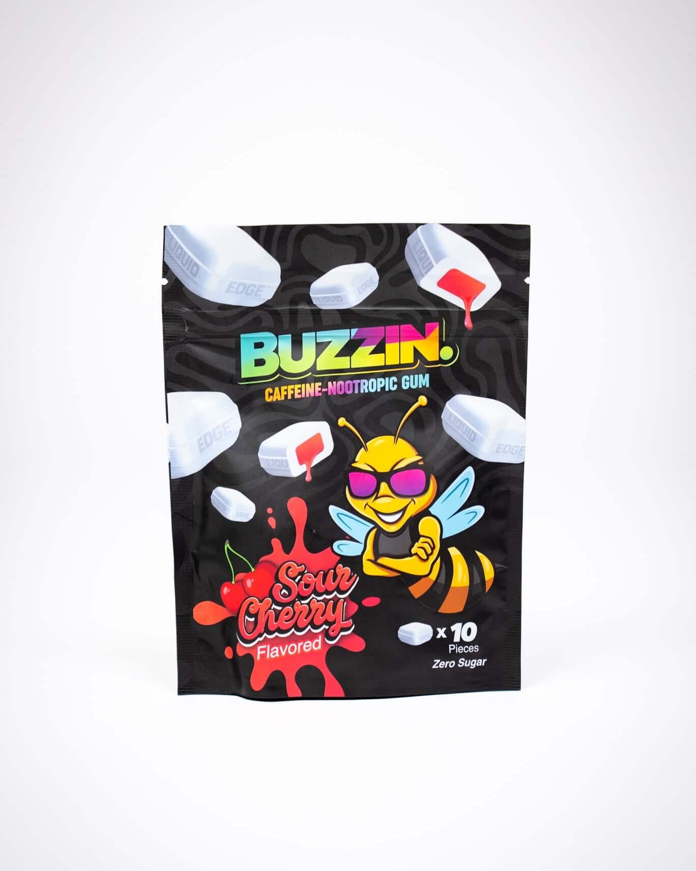 Buzzin energy gum promotion highlighting fast clean energy