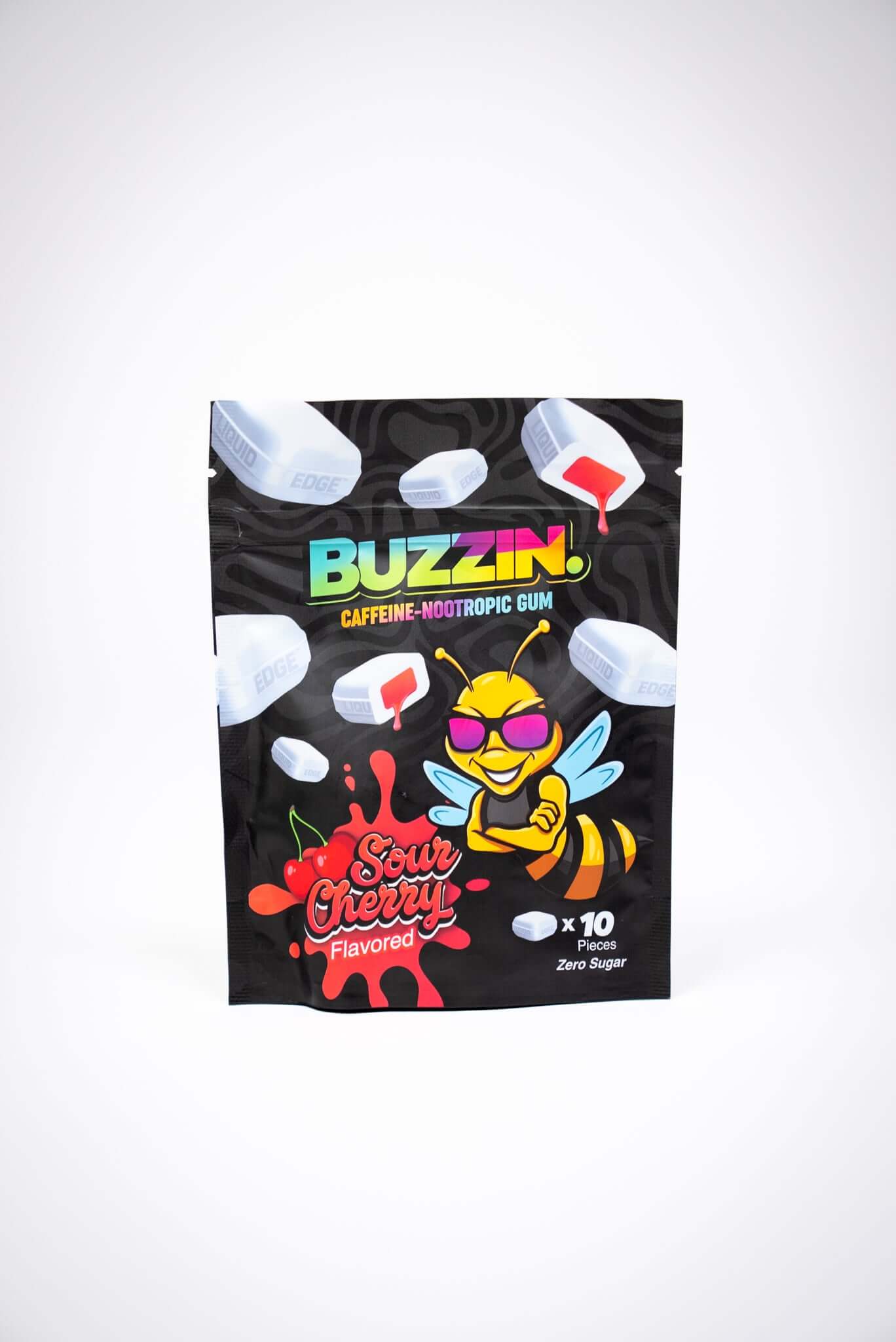 Buzzin energy gum promotion highlighting fast clean energy