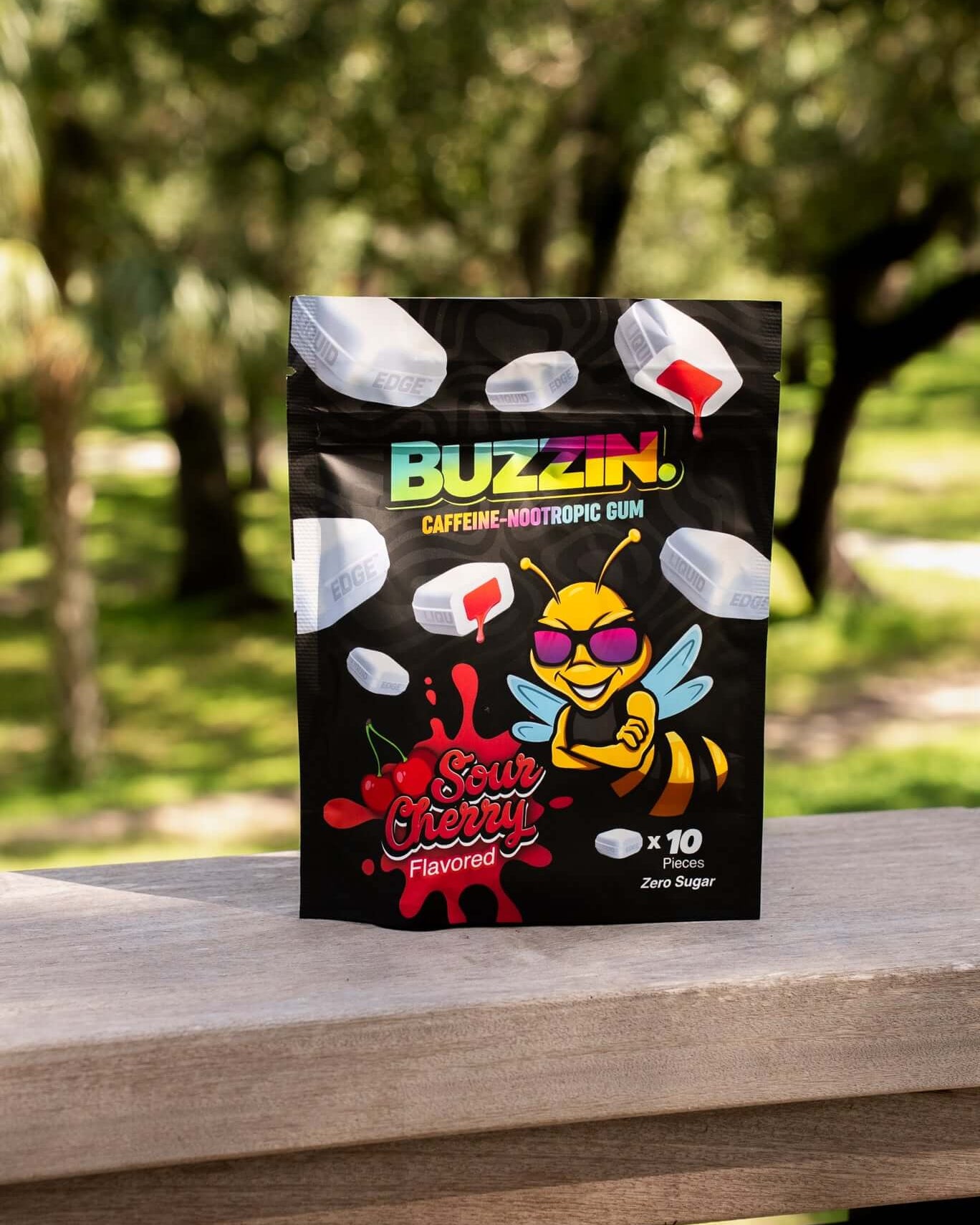 Buzzin energy gum for studying focus and mental clarity