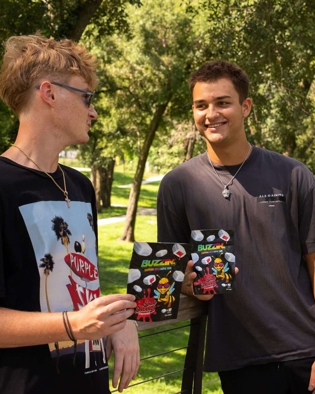 Buzzin energy gum promotion highlighting fast clean energy