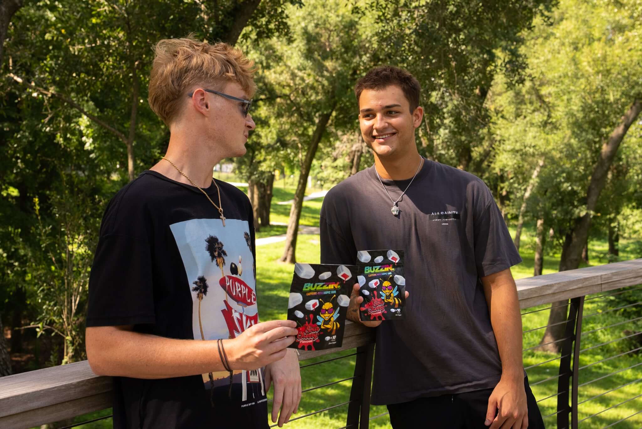 Buzzin energy gum promotion highlighting fast clean energy